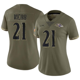 Limited Lardarius Webb Women's Baltimore Ravens 2022 Salute To Service Jersey - Olive