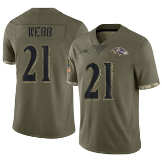 Limited Lardarius Webb Youth Baltimore Ravens 2022 Salute To Service Jersey - Olive