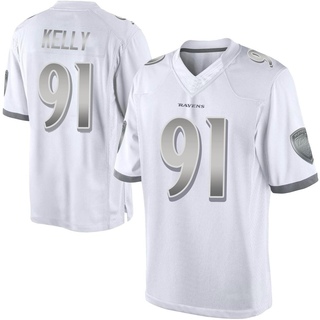 Limited Xavier Kelly Men's Baltimore Ravens Platinum Jersey - White